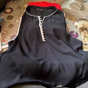 Sleeveless navy popover blouse